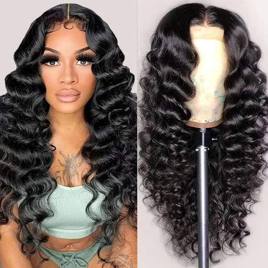 NKTU Deep Wave Lace Front Wigs Human Hair 200 Density Glueless Wigs for Women 13x4 HD Transparent Lace Front Wigs Pre Plucked with Baby Hair (30 Inch Deep Wave Wigs)